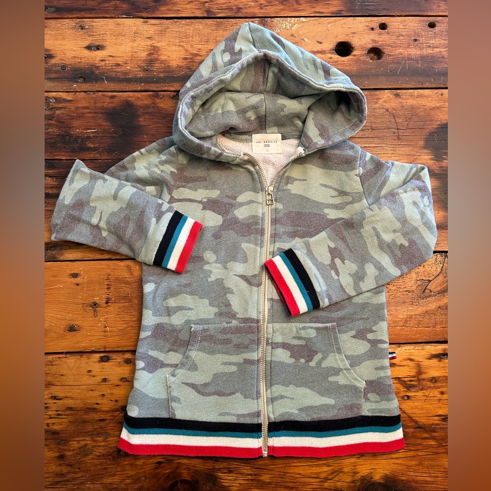 SOL-ANGELES KIDS CAMO HOODIE WITH STRIPE DETAIL SIZE 8